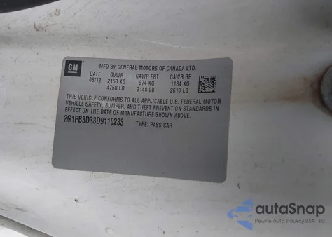 2013 Chevrolet Camaro 1Lt из США, поврежденный, VIN 2G1FB3D33D9110233